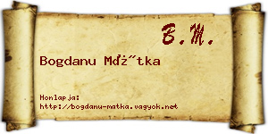 Bogdanu Mátka névjegykártya